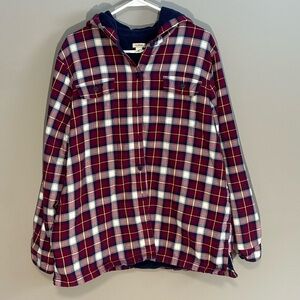 L.L. Bean Plaid Women's Button Down Jacket with hood